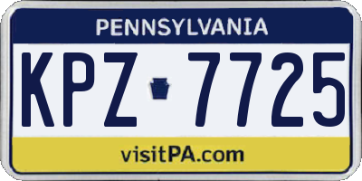 PA license plate KPZ7725