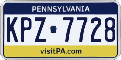PA license plate KPZ7728