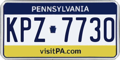 PA license plate KPZ7730