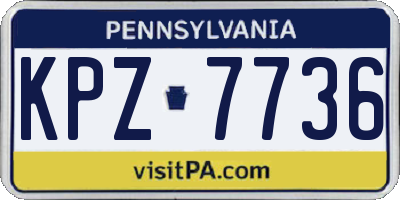 PA license plate KPZ7736