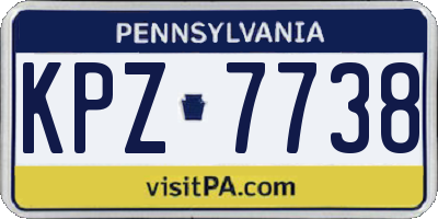 PA license plate KPZ7738