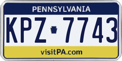 PA license plate KPZ7743