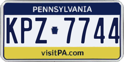 PA license plate KPZ7744
