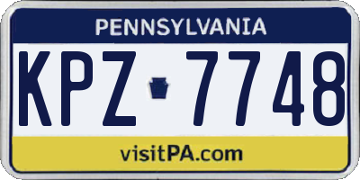 PA license plate KPZ7748