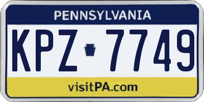PA license plate KPZ7749