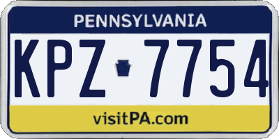 PA license plate KPZ7754