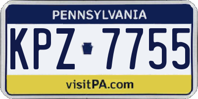 PA license plate KPZ7755