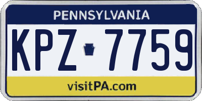 PA license plate KPZ7759