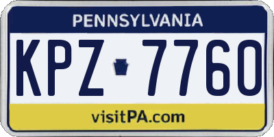 PA license plate KPZ7760