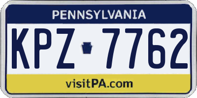 PA license plate KPZ7762