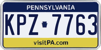 PA license plate KPZ7763