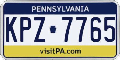 PA license plate KPZ7765