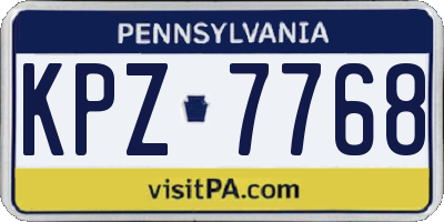 PA license plate KPZ7768