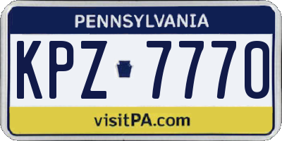 PA license plate KPZ7770