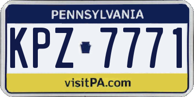 PA license plate KPZ7771