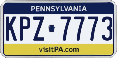 PA license plate KPZ7773