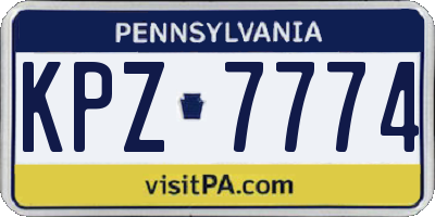 PA license plate KPZ7774