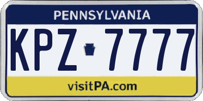 PA license plate KPZ7777