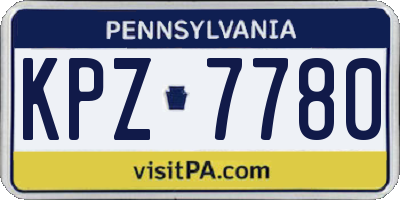 PA license plate KPZ7780
