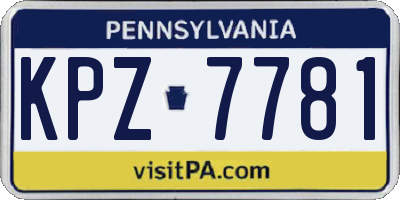 PA license plate KPZ7781