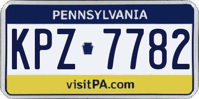PA license plate KPZ7782