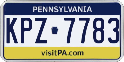 PA license plate KPZ7783