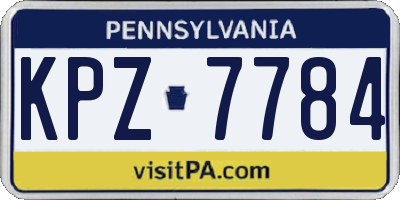 PA license plate KPZ7784