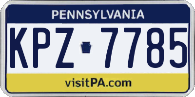 PA license plate KPZ7785