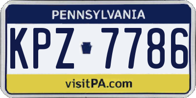 PA license plate KPZ7786