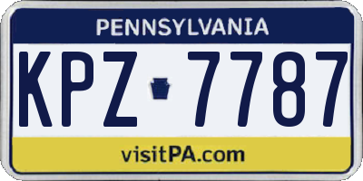 PA license plate KPZ7787