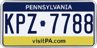 PA license plate KPZ7788