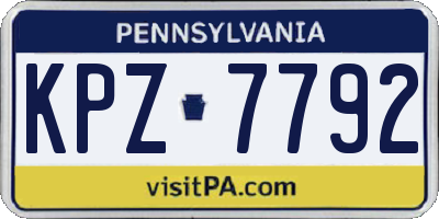 PA license plate KPZ7792