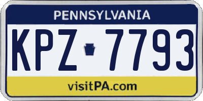 PA license plate KPZ7793