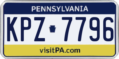 PA license plate KPZ7796