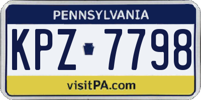 PA license plate KPZ7798