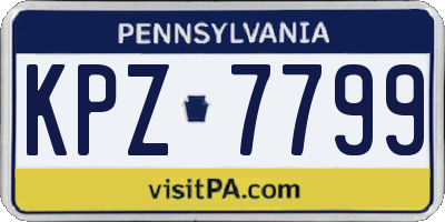 PA license plate KPZ7799