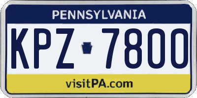 PA license plate KPZ7800
