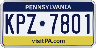PA license plate KPZ7801