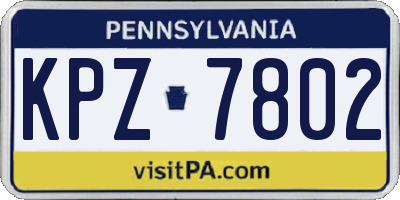 PA license plate KPZ7802