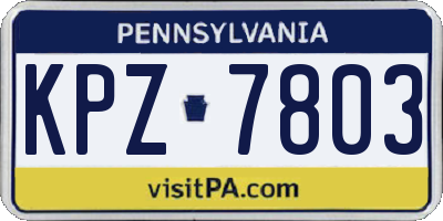 PA license plate KPZ7803