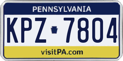 PA license plate KPZ7804