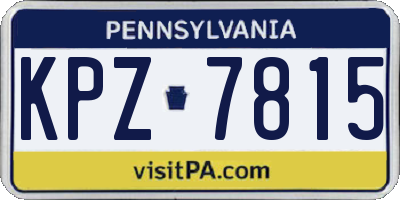 PA license plate KPZ7815