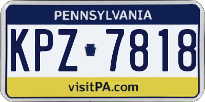 PA license plate KPZ7818