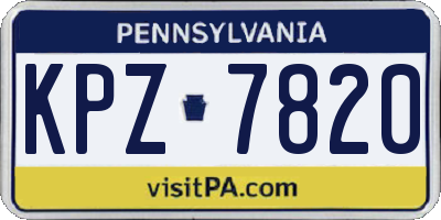 PA license plate KPZ7820