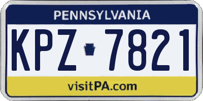 PA license plate KPZ7821
