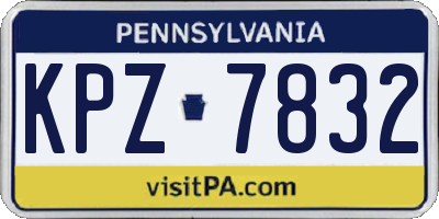 PA license plate KPZ7832