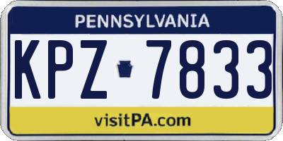 PA license plate KPZ7833