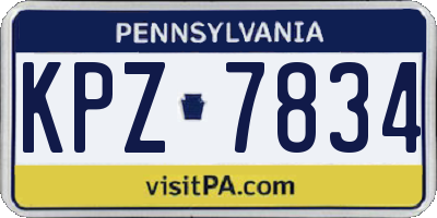 PA license plate KPZ7834
