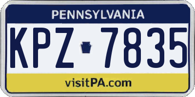 PA license plate KPZ7835