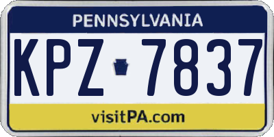 PA license plate KPZ7837